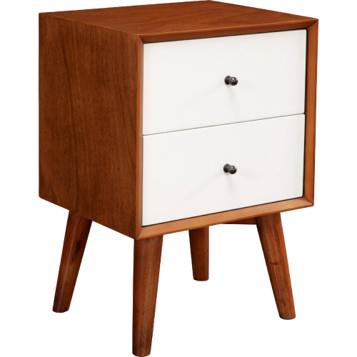 Flynn 2 Drawer Nightstand in Acorn & White Finish