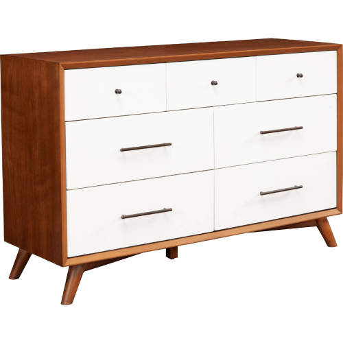 Flynn 7 Drawer Dresser in Acorn & White Finish