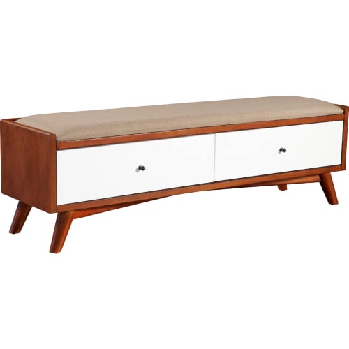 Flynn Bench in Acorn & White Finish Wood