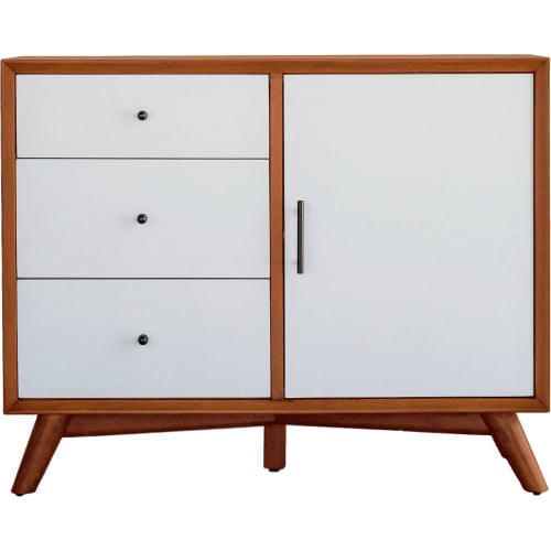 Flynn Accent Cabinet in Acorn & White Finish Wood