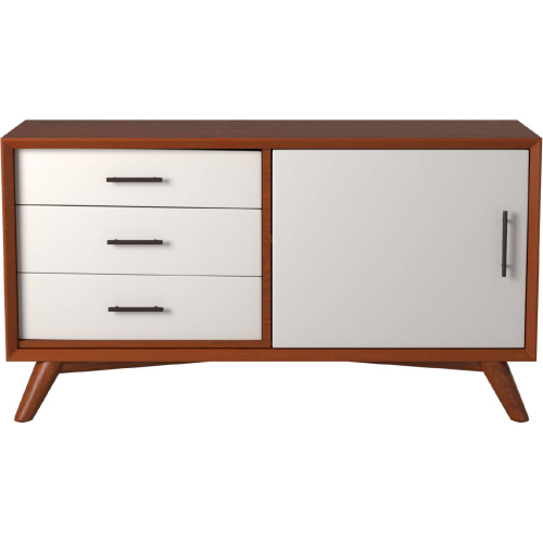 Flynn 50" TV Stand Console in Acorn & White Finish Wood