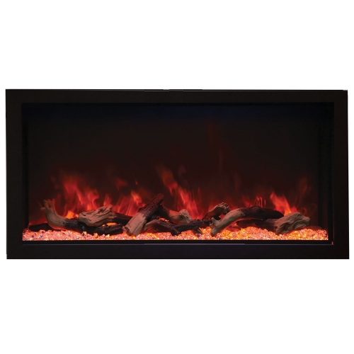 45" XT Indoor Outdoor Electric Built-In Only Electric Fireplace w/ Black Glass