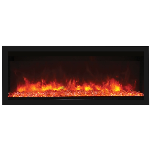 55" XT Indoor Outdoor Electric Built-In Only Electric Fireplace with Black Glass