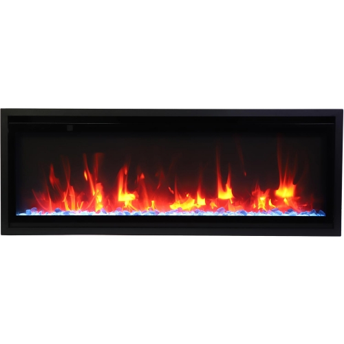 45" XS Indoor Outdoor Electric Built-In Only Electric Fireplace w/ Black Glass