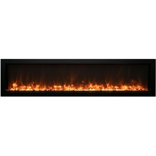 55" XS Indoor Outdoor Electric Built-In Only Electric Fireplace w/ Black Glass