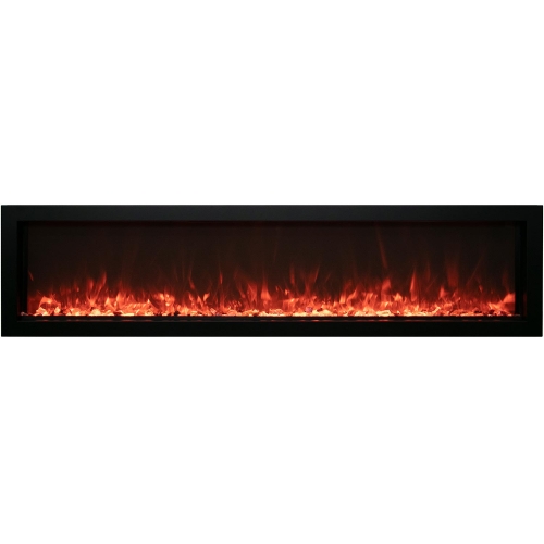 65" XS Indoor Outdoor Electric Built-In Only Electric Fireplace w/ Black Glass