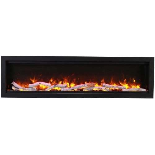 SYMMETRY 74" Built In Glass Electric Fireplace w/ Black Steel Surround