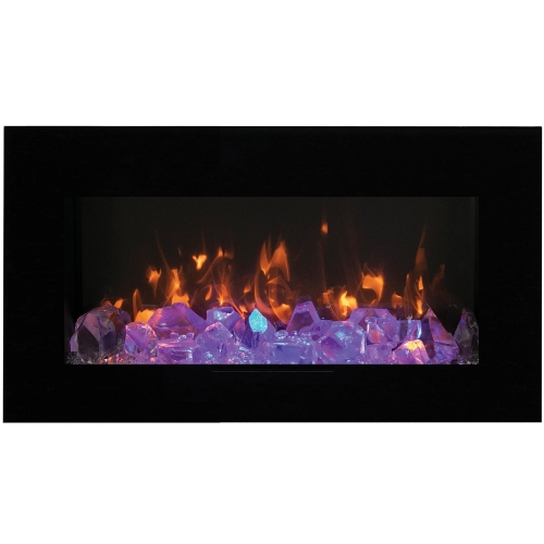 Wall Mount Flush Mount 34" LED Fire Effect Electric Fireplace with Wifi & Log Set