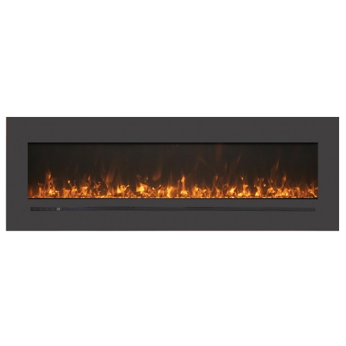 72" Linear Series LED Fire Effect Electric Fireplace w/ 78" x 23" Steel Surround