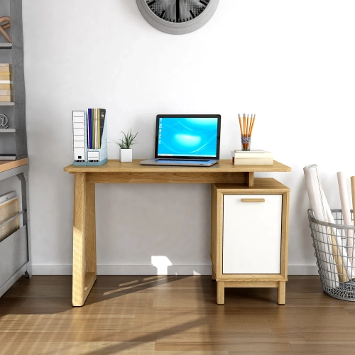 Kathy 47" Writing Desk in Wood and White PVC Laminate