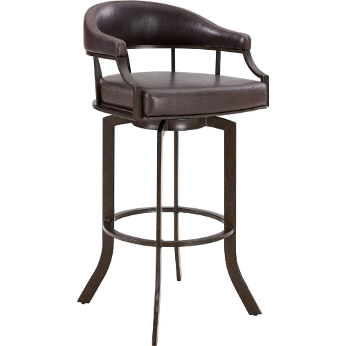 Pharaoh 26" Swivel Counter Stool in Brown Leatherette & Auburn Metal