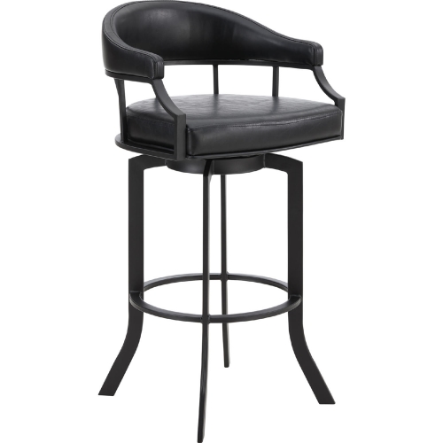 Pharaoh 26" Swivel Counter Stool in Black Leatherette & Black Metal