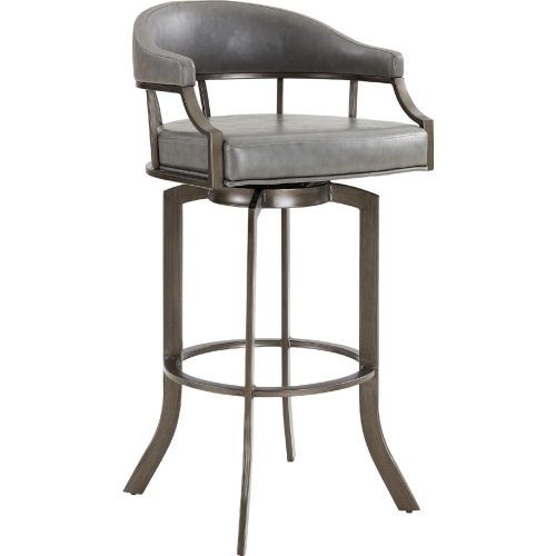 Pharaoh 30" Swivel Bar Stool in Mineral Finish & Gray Leatherette