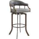 Pharaoh 30" Swivel Bar Stool in Mineral Finish & Gray Leatherette