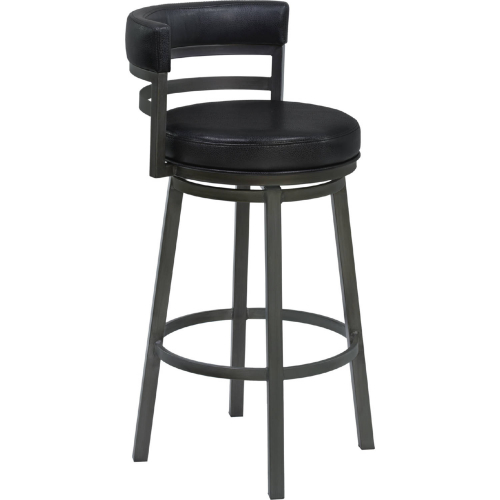 Titana 26" Swivel Counter Stool in Black Leatherette & Mineral Metal