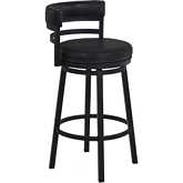 Titana 26" Swivel Counter Stool in Black Leatherette & Black Metal