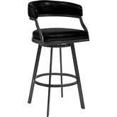 Dione 30" Bar Stool in Vintage Black Leatherette & Mineral Finish