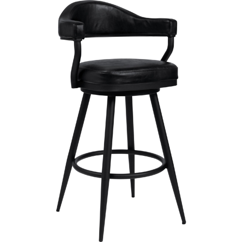 Amador 30" Bar Stool in Vintage Black Leatherette & Black Metal