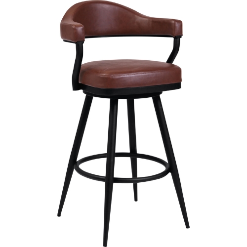 Amador 26" Counter Stool in a Black Metal & Vintage Coffee Brown Leatherette