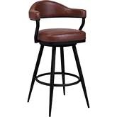 Amador 26" Counter Stool in a Black Metal & Vintage Coffee Brown Leatherette