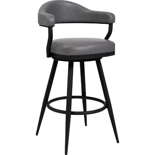 Amador 26" Counter Stool in Vintage Grey Leatherette & Black Metal