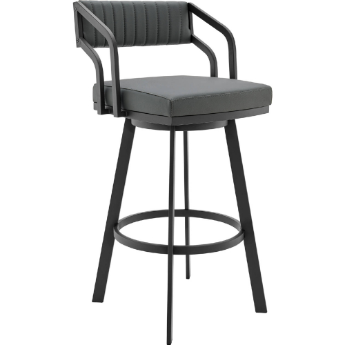 Scranton 26" Swivel Counter Stool in Gray Leatherette & Black Metal