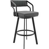 Scranton 26" Swivel Counter Stool in Gray Leatherette & Black Metal