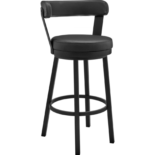 Kobe 26" Swivel Counter Stool in Black Leatherette & Black Metal