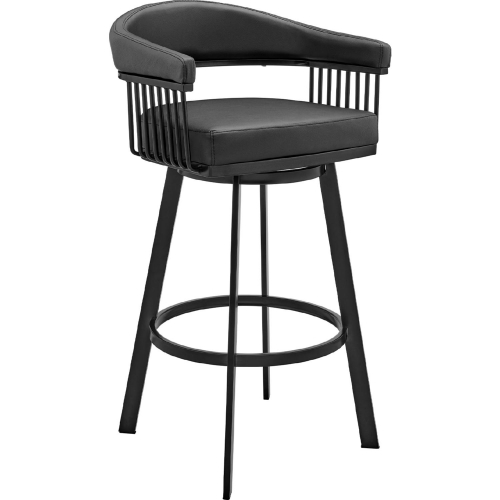 Bronson 29" Swivel Bar Stool in Black Leatherette & Black Metal