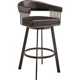 Bronson 25" Swivel Counter Stool in Chocolate Leatherette & Java Metal