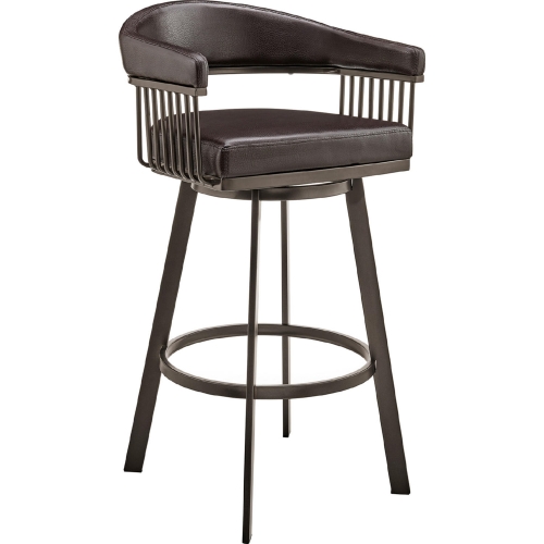 Bronson 29" Swivel Bar Stool in Chocolate Leatherette & Java Metal