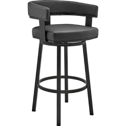 Cohen 26" Swivel Counter Stool in Black Leatherette & Black Metal