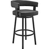 Cohen 26" Swivel Counter Stool in Black Leatherette & Black Metal