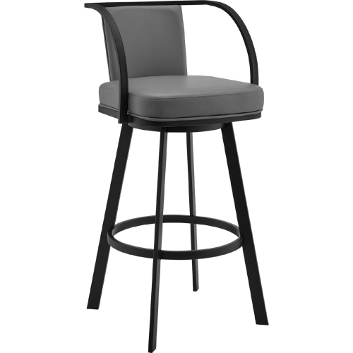 Sandringham 26" Swivel Counter Stool in Gray Leatherette & Black Metal