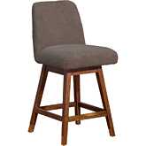 Amalie Swivel Counter Stool in Brown Oak Finish & Taupe Boucle Fabric