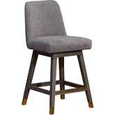 Amalie Swivel Counter Stool in Grey Oak Finish & Mocha Fabric