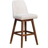 Amalie Swivel Bar Stool in Brown Oak Finish & Beige Fabric