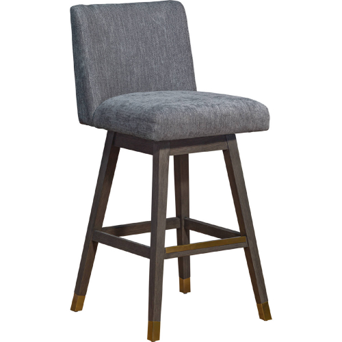 Basila Swivel Bar Stool in Grey Oak Finish & Grey Fabric