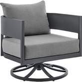 Argiope Outdoor Swivel Rocking Chair in Grey Aluminum & Grey Fabric