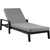 Grand Outdoor Adjustable Chaise in Black Aluminum & Grey Fabric