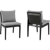 Grand Outdoor Dining Chair in Black Aluminum & Grey Fabric (Set of 2)