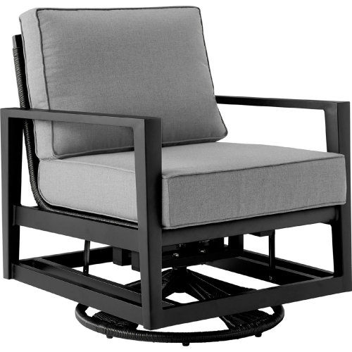 Grand Outdoor Swivel Glider Chair in Black Aluminum & Dark Gray Fabric