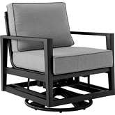 Grand Outdoor Swivel Glider Chair in Black Aluminum & Dark Gray Fabric