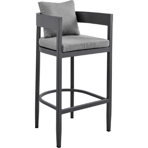 Argiope 26" Outdoor Counter Stool in Grey Aluminum & Grey Fabric