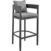 Argiope 30" Outdoor Bar Stool in Grey Aluminum & Grey Fabric