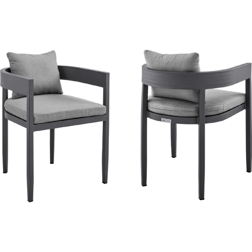 Argiope Outdoor Dining Chair in Grey Aluminum & Grey Fabric (Set of 2)