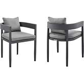 Argiope Outdoor Dining Chair in Grey Aluminum & Grey Fabric (Set of 2)