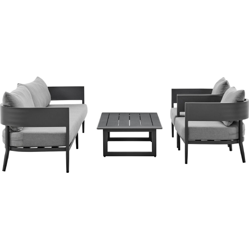 Argiope 4 Piece Outdoor Sofa Set in Grey Aluminum & Grey Fabric