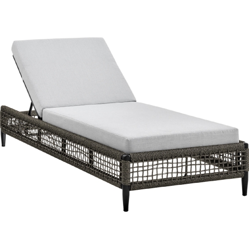 Felicia Outdoor Adjustable Chaise in Black Aluminum, Rope & Grey Fabric