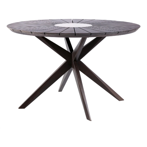 Sachi Outdoor 48" Round Dining Table in Dark Eucalyptus Wood & Concrete